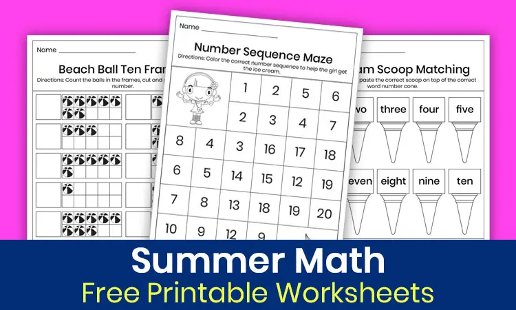 Free Summer math worksheets