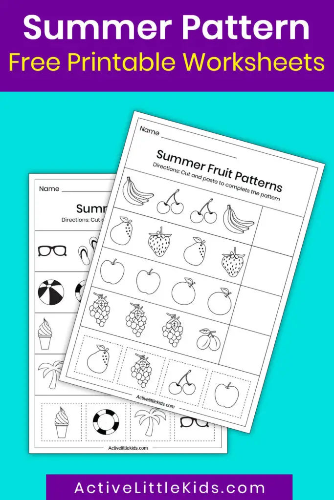 Summer pattern worksheets for kindergarten pin