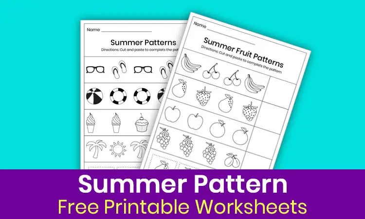 Summer pattern worksheets for kindergarten