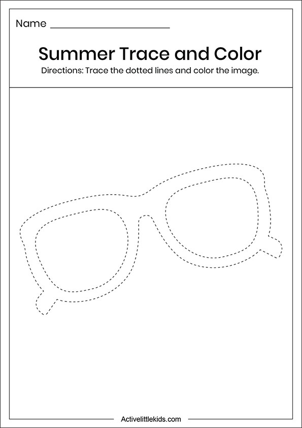 summer trace and color worksheets active little kids