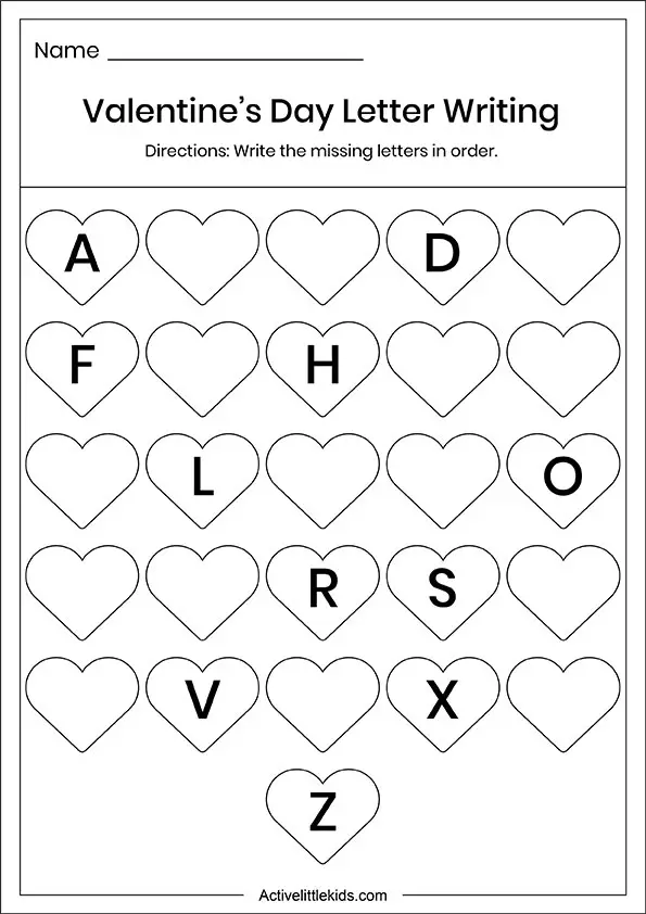 Valentines day letter writing worksheet