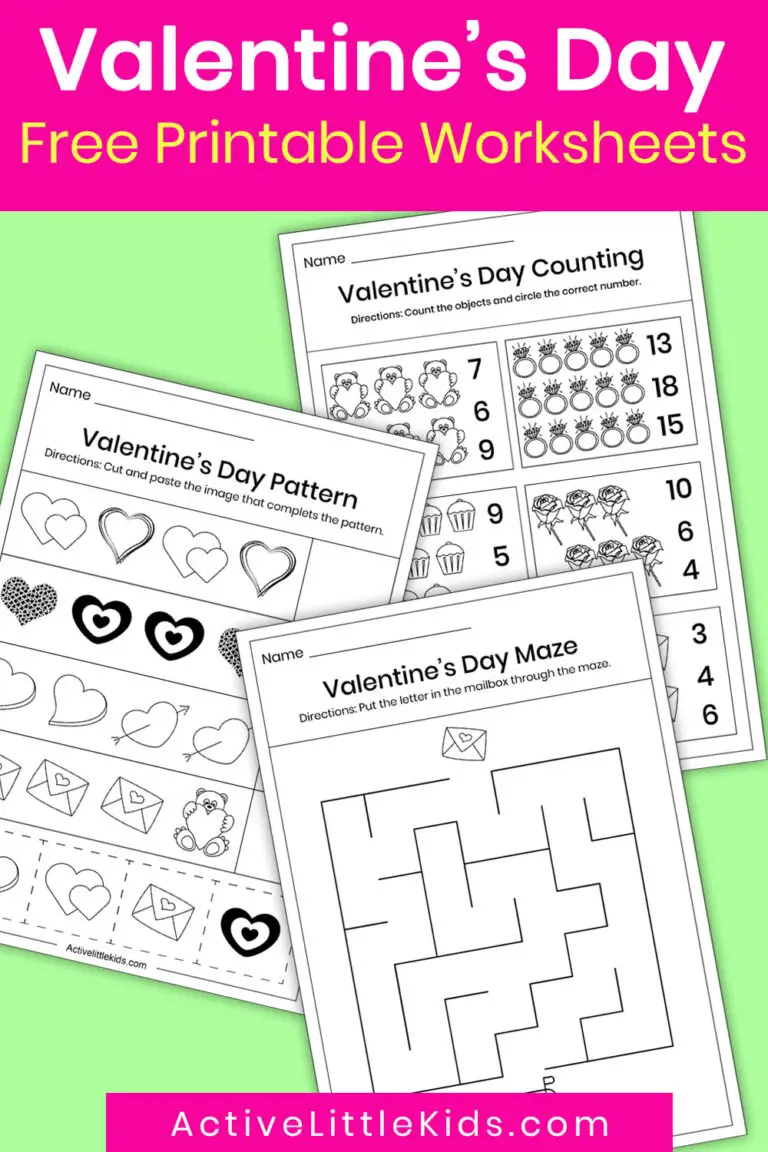 Free valentine's day worksheets for kindergarten - Active Little Kids