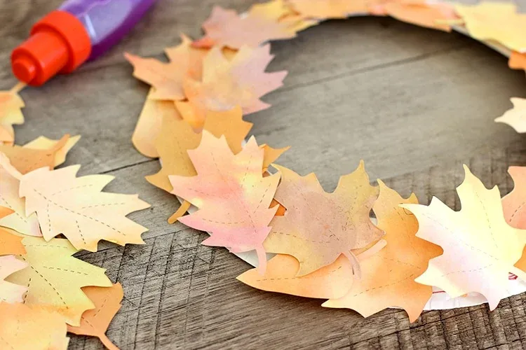 Watercolor Fall Leaf Wreath