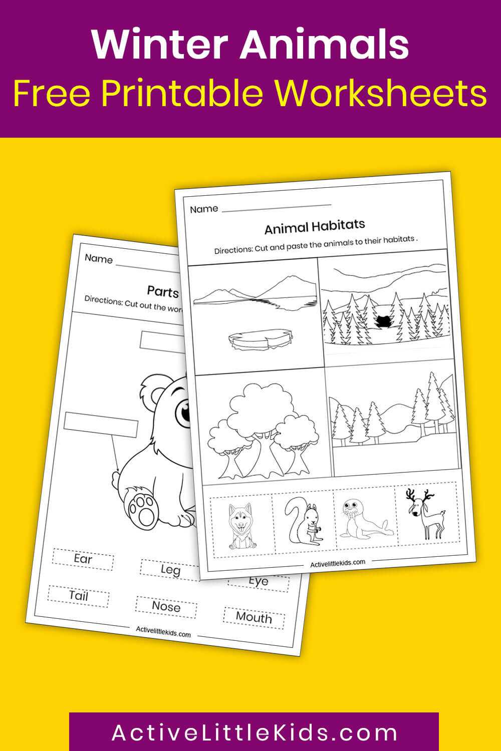 Winter Animals Worksheets for Kindergarten - Active Little Kids