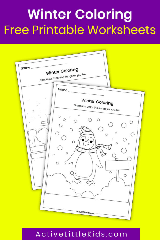 Winter coloring worksheets pin
