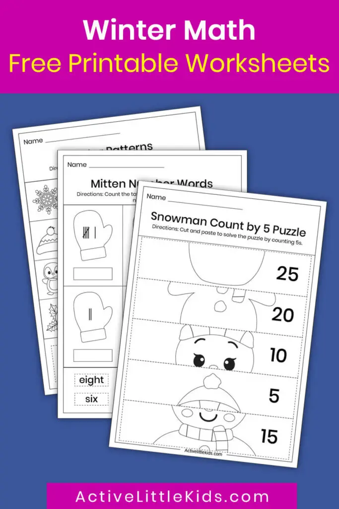 winter math worksheets for kindergarten active little kids