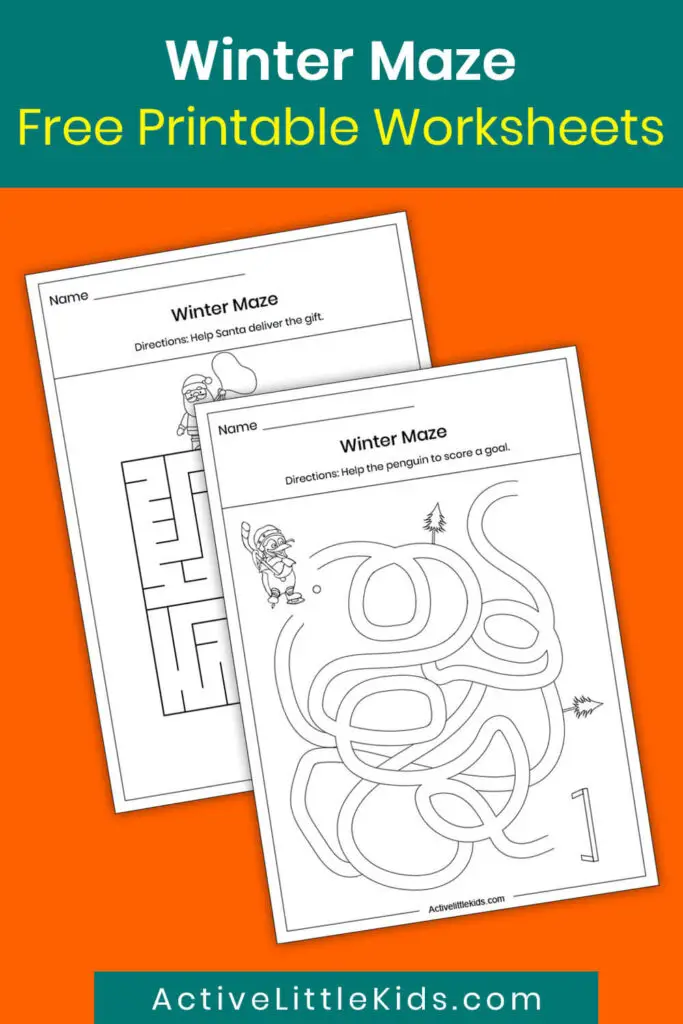 Winter maze worksheets pin