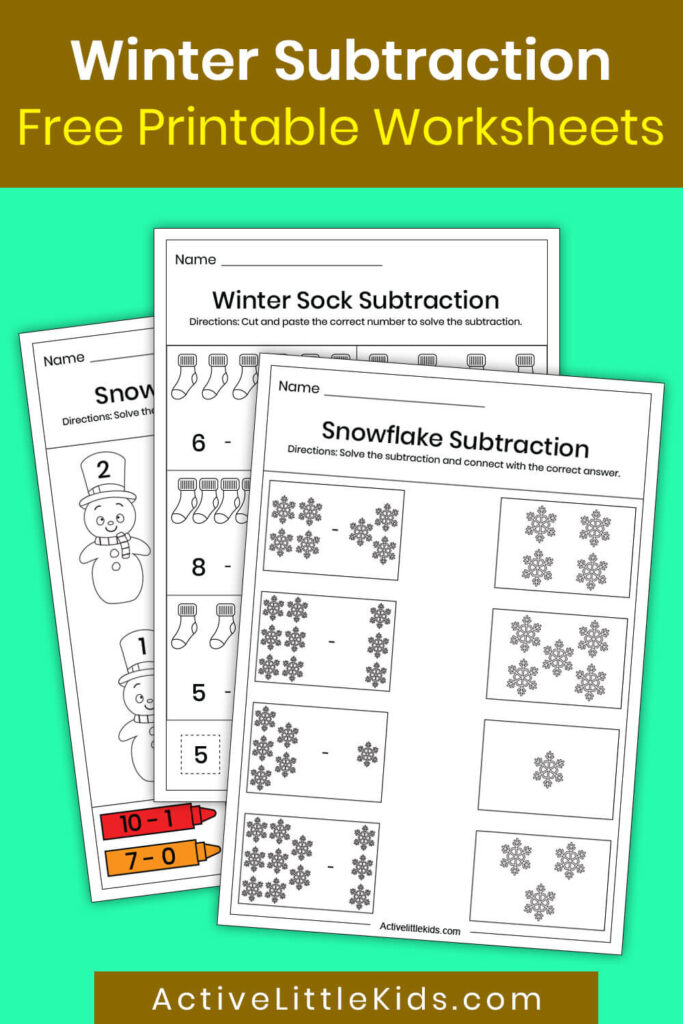 winter subtraction worksheets for kindergarten pin