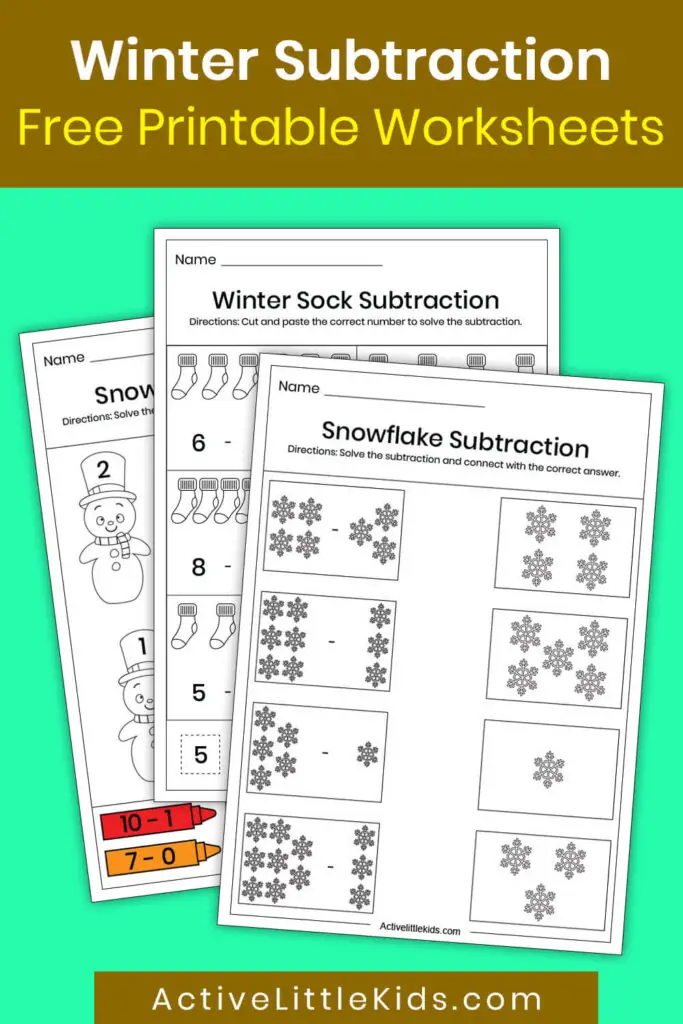 winter subtraction worksheets for kindergarten pin