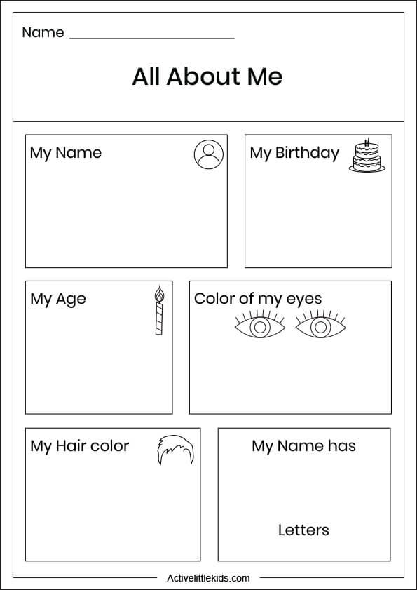 all about me preschool printables