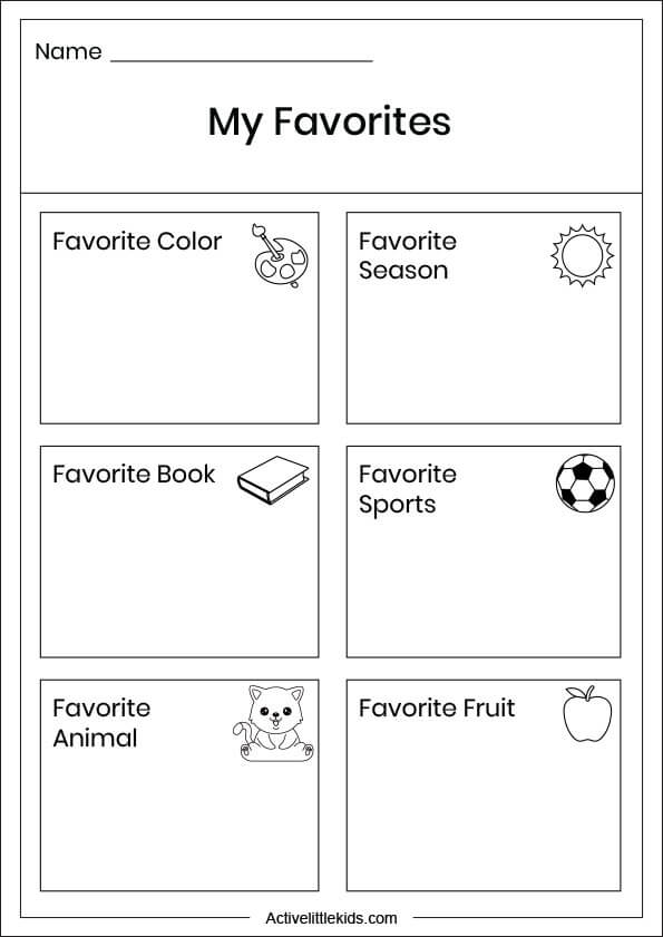 all about my favorites worksheet