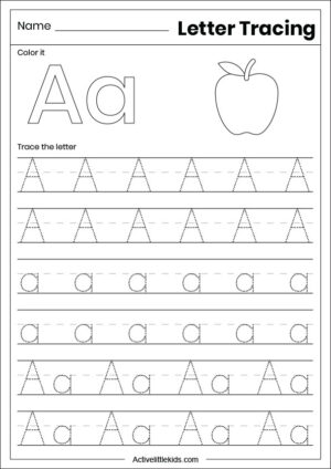 Free alphabet tracing worksheets - Active Little Kids