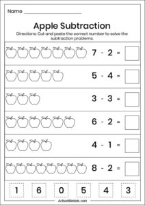 Fall subtraction worksheets - Active Little Kids