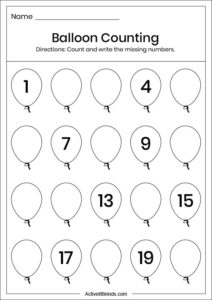 Summer counting worksheets - Active Little Kids