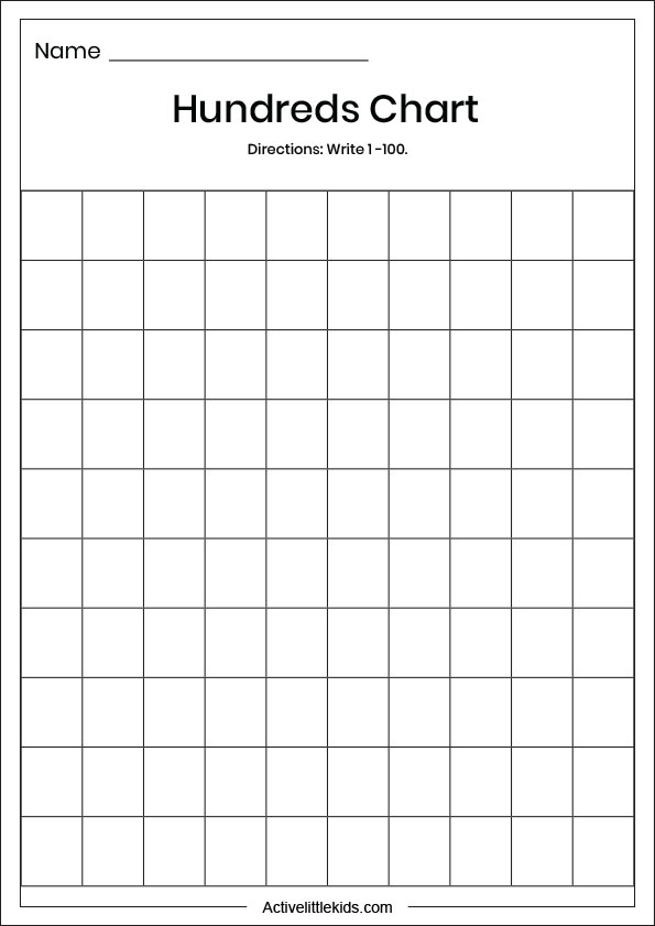 blank hundreds chart
