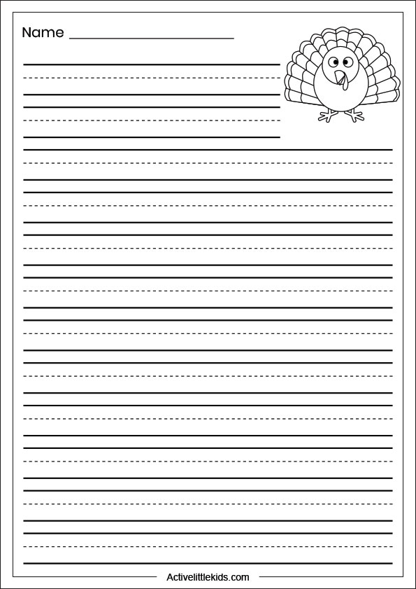 blank kindergarten thanksgiving writing paper