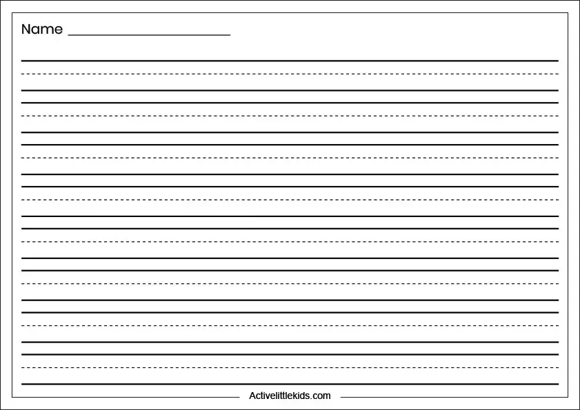 blank kindergarten writing paper horizontal