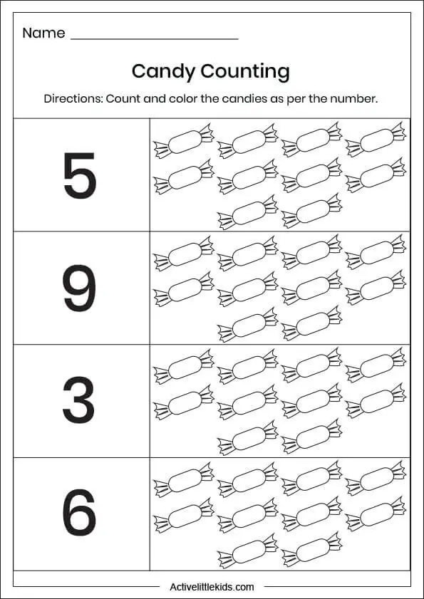 candy counting worksheets for preschool