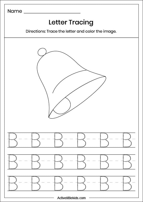 capital letter b tracing worksheet