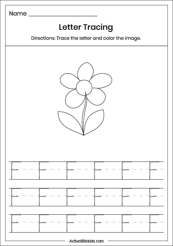 capital letter f tracing worksheet