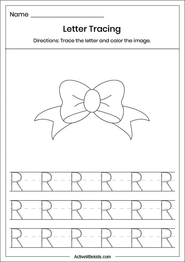 capital letter r tracing worksheet