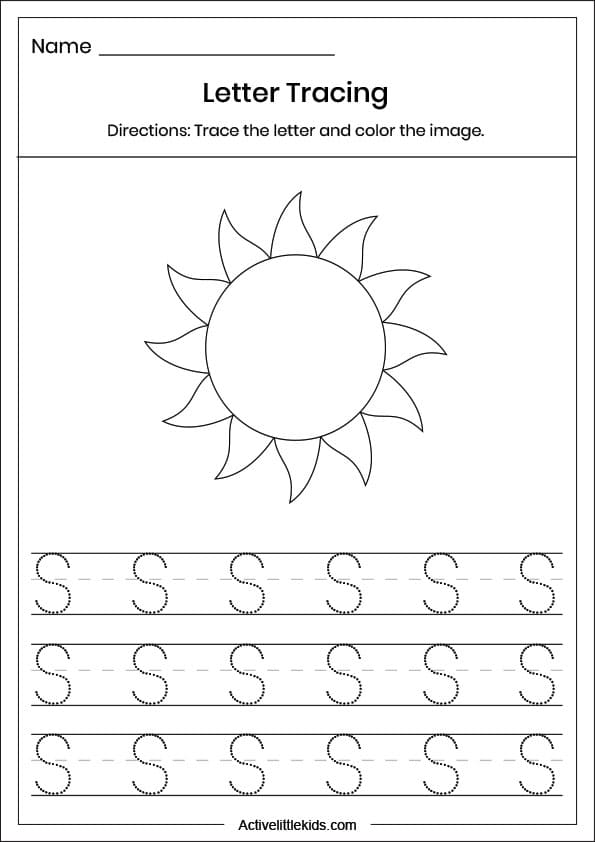 capital letter s tracing worksheet