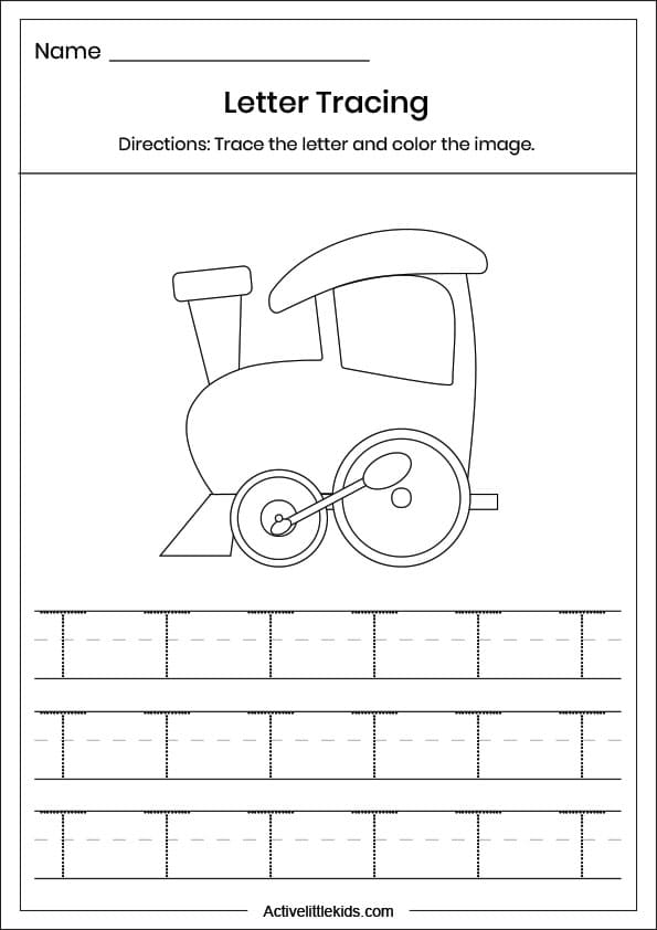 capital letter t tracing worksheet