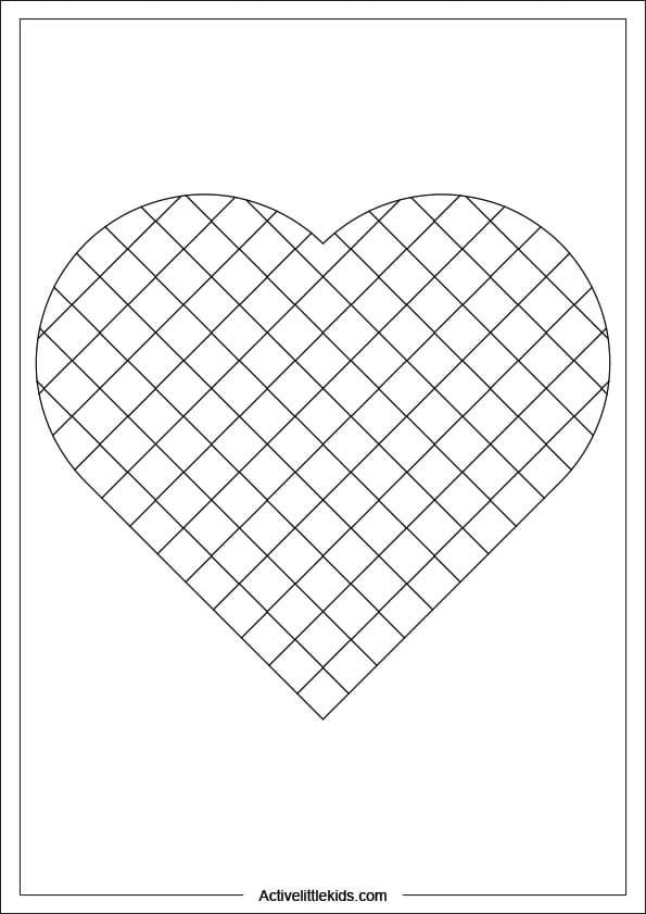 checkered heart coloring page