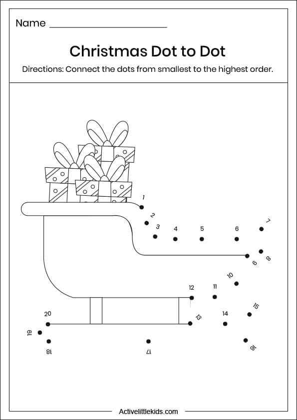 christmas dot to dot worksheet