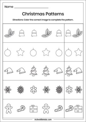 Free Kindergarten Pattern Worksheets - Active Little Kids