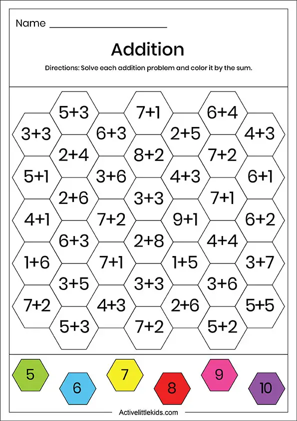 color addition worksheet for kindergarten