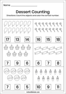 Counting worksheets for kindergarten - Active Little Kids