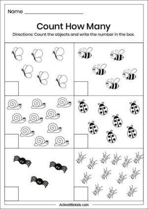 Counting Worksheets For Kindergarten - Active Little Kids