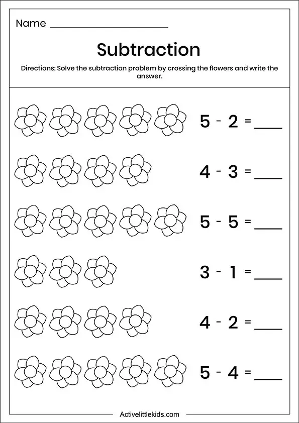cross out subtraction worksheet