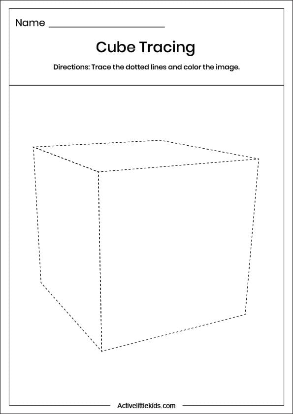 cube tracing worksheet