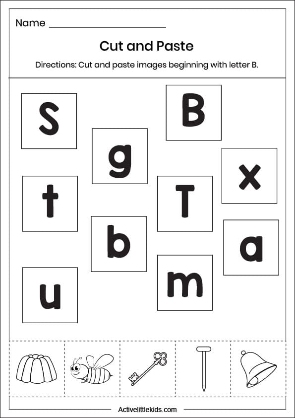cut paste letter b worksheet