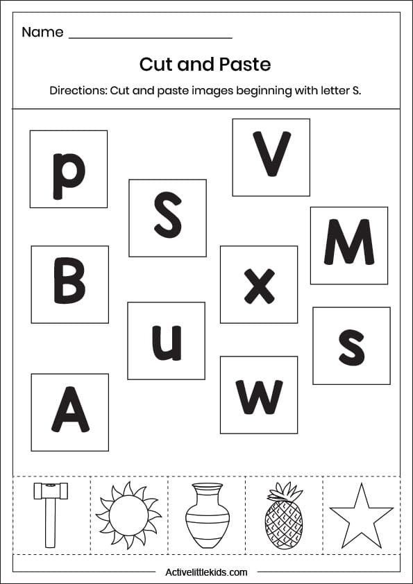 cut paste letter s worksheet