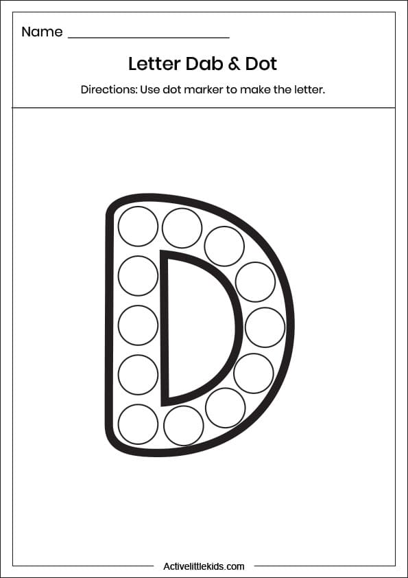 dab dot letter d worksheet