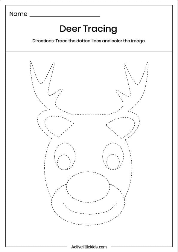 deer tracing worksheet