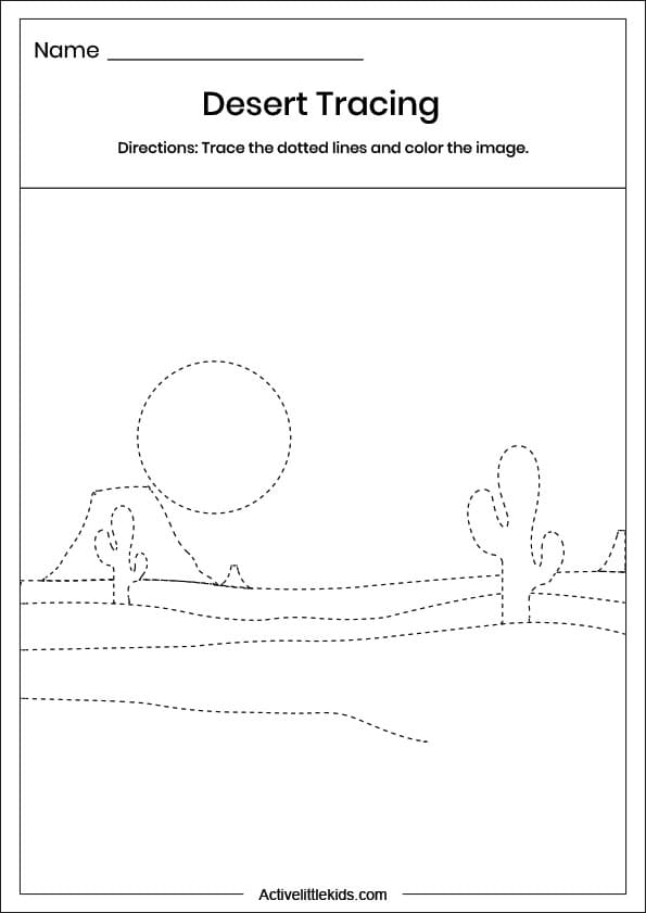 desert tracing worksheet
