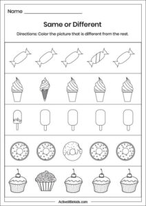 Free Same and Different Worksheets for Preschool - Active Little Kids