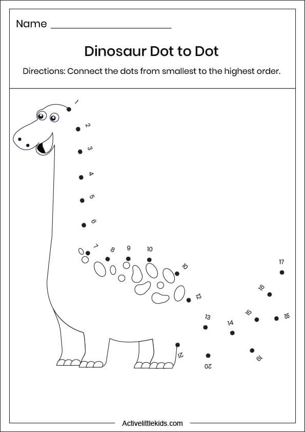 dinosaur dot to dot worksheet