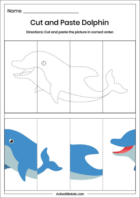 dolphin cut and paste worksheet