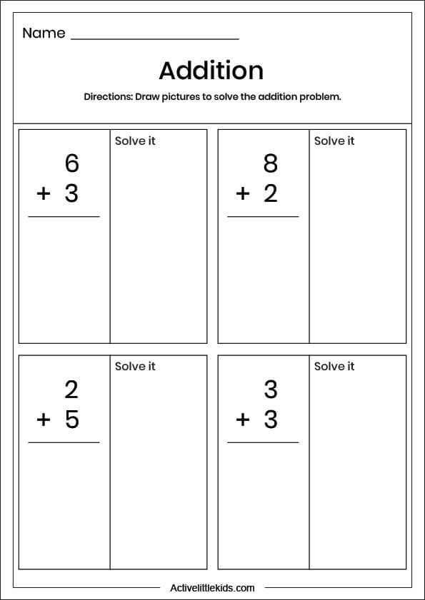 draw to solve vertical addition worksheet