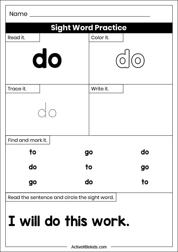 Editable Sight Word Worksheets - Active Little Kids