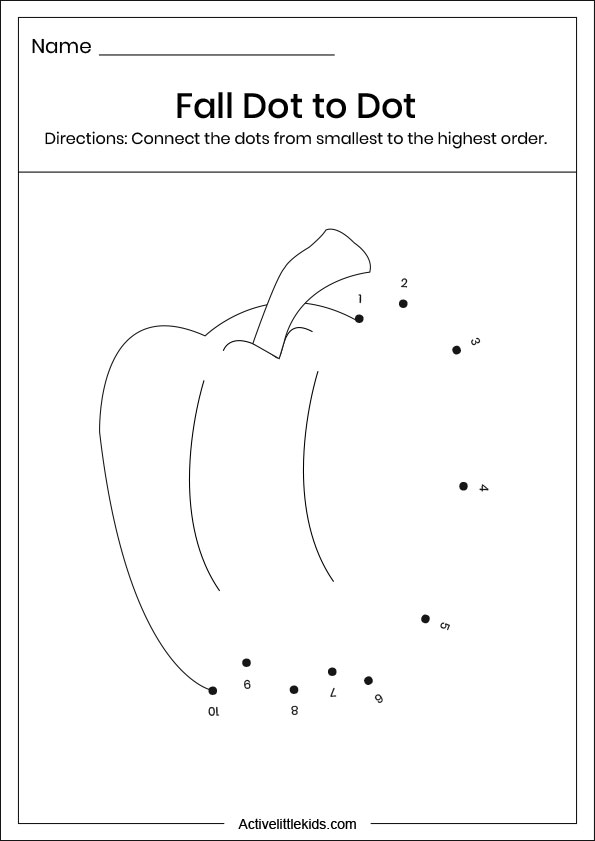 fall bell pepper dot to dot worksheets