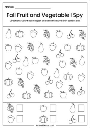 Fall I spy worksheets - Free printables - Active Little Kids