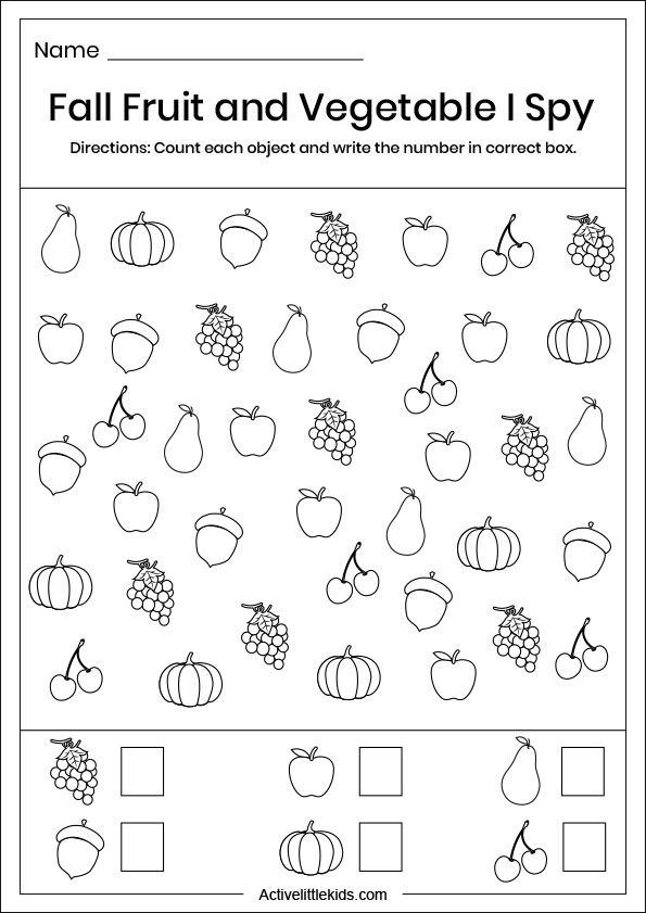 fall fruit vegetable i spy worksheets