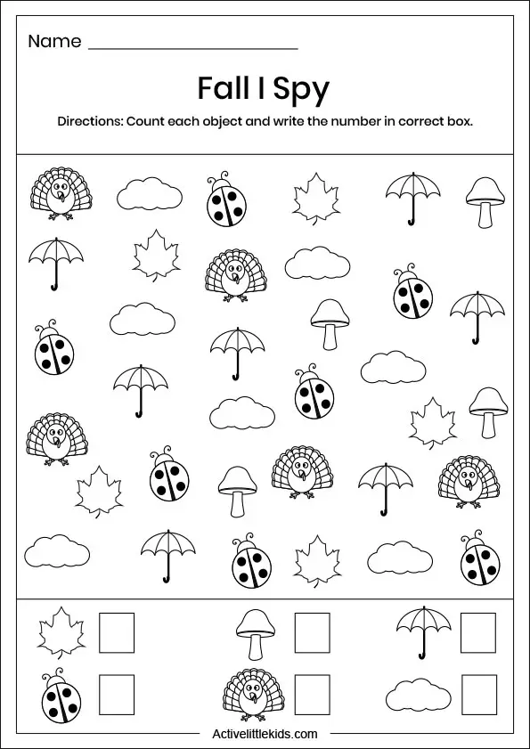 fall i spy worksheets