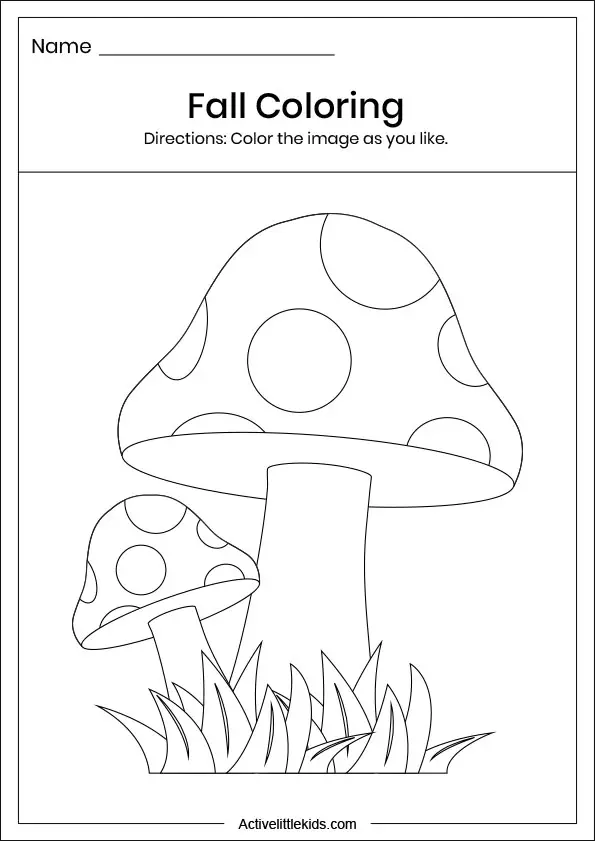 fall mushroom coloring worksheets